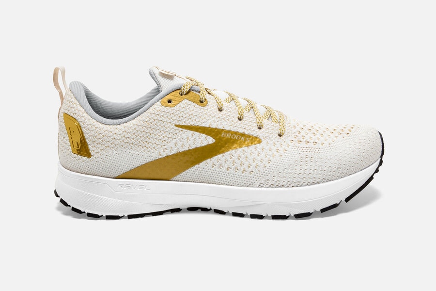 Revel 4 Road Brooks Running Shoes NZ Womens - White/Gold - VYIEKT-618